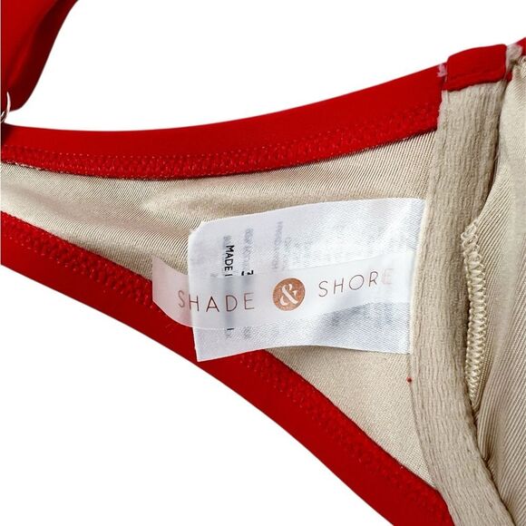 Shade & Shore Bright Red Underwire Padded Spaghetti Strap Bikini Top Size 34D - Picture 3 of 5